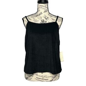 Miken Swim (M) Cami Strap Terry Cloth Cropped Tank Top Vacation Beach Coverup